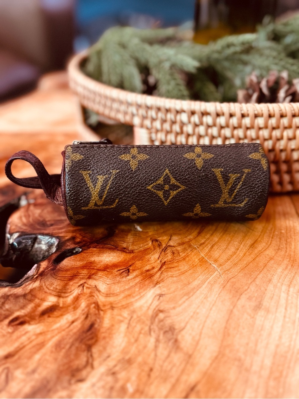 Rare Vintage Louis Vuitton Monogram Golf Ball Holder Pouch Brown